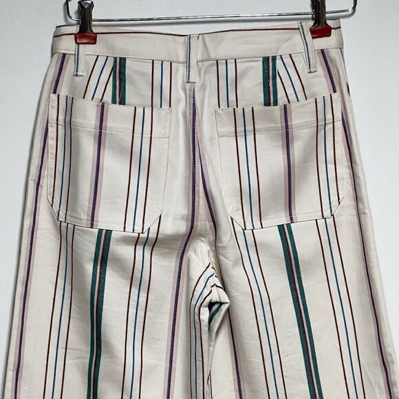 NWOT Madewell Emmmett wide leg High Rise Striped Crop Pants Sz 27 - Picture 6 of 8